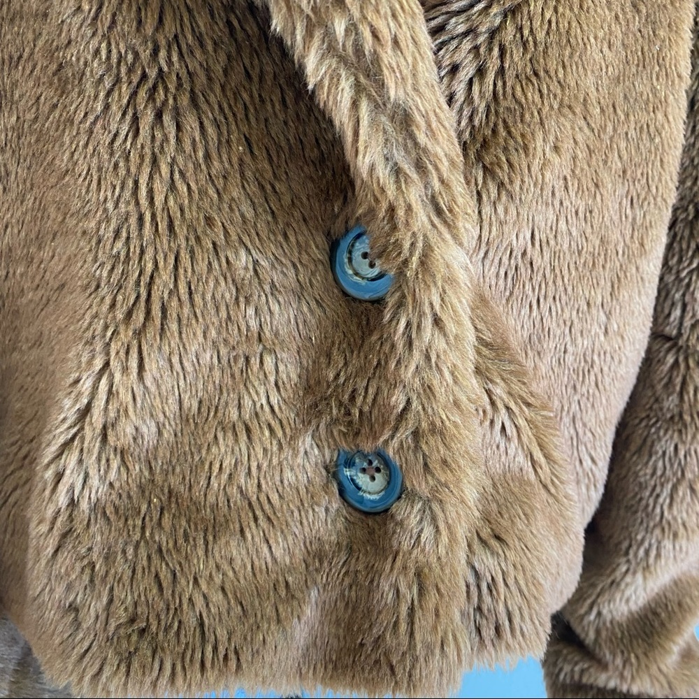 SOLD Free People Mena Cropped Brown Faux Fur Teddy Coat - Picture 3 of 10